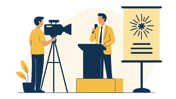 تصوير فعالية ومؤتمر بكاميرات احترافية مع تقديم خدمات البث المباشر